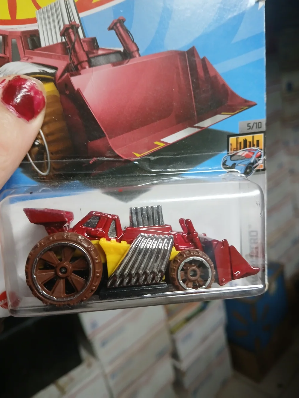 2024 Hot Wheels mainline Speed Dozer (Collector #147/250) in red from the HW Met